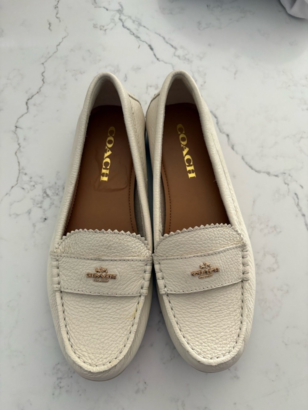 COACH Women's White Leather Penny Loafer